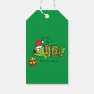 Étiquettes-cadeau Basse de Noël amusant Pêche Poisson Cute Cartoon