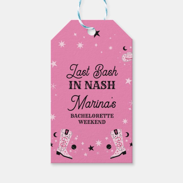 Étiquettes-cadeau Bassin rose Dernier à Nash Nashville Bachelorette (Devant)