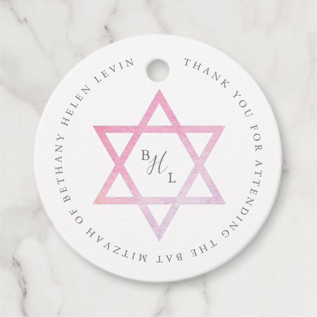 Étiquettes Cadeau Bat mitzvah d'aquarelle Ombre (Devant)
