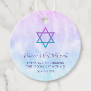 Étiquettes Cadeau Bat mitzvah de teinture Turquoise pourpre