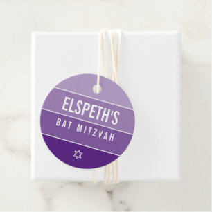 Étiquettes Cadeau BAT MITZVAH moderne bold ombre bloc violet