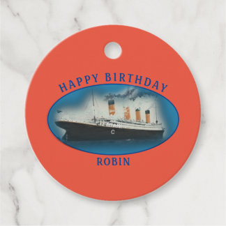 Étiquettes Cadeau Bateau d'anniversaire Titanic Orange