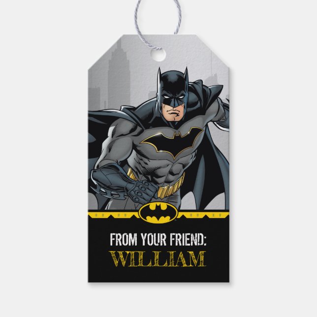 Étiquettes-cadeau Batman | Tableau noir Joyeux Anniversaire De (Devant)