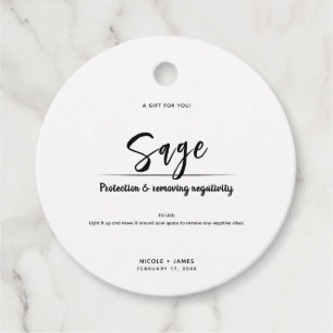 Étiquettes Cadeau Bâton de sauge pour mariage moderne minimaliste