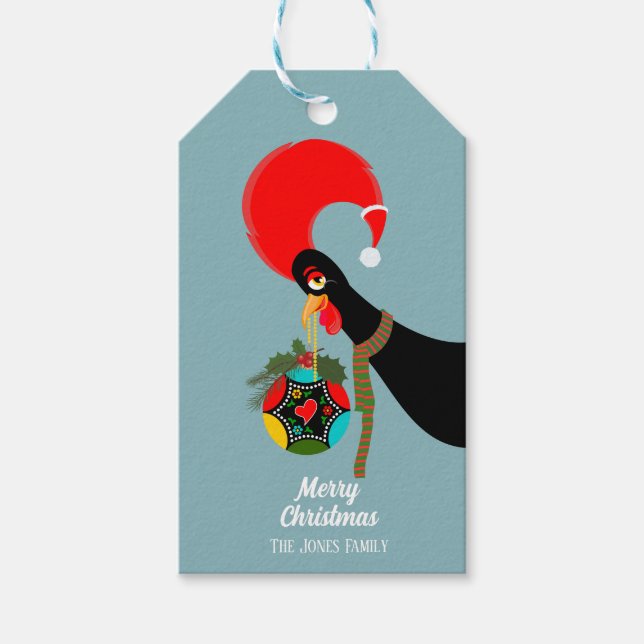 Étiquettes-cadeau Bauble de Noël du coq portugais (Devant)