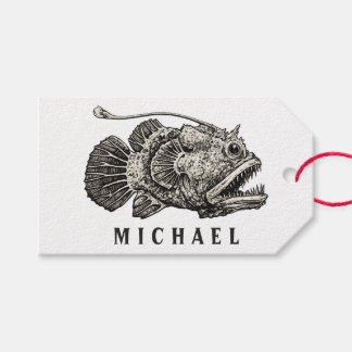 Étiquettes-cadeau Baud Poisson Pêcheur Poisson de Mer Profonde Nom P