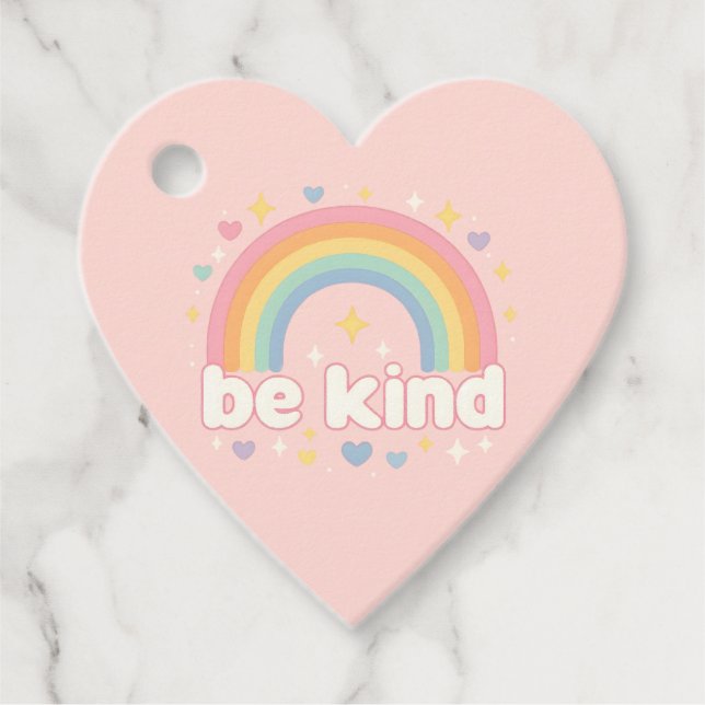Étiquettes Cadeau Be Kind - Rainbow Pastel Positivity (Devant)