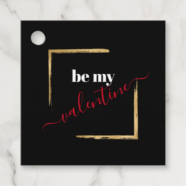 Étiquettes Cadeau Be My Valentine Custom Black Typographie (Devant)