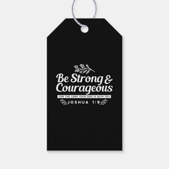 Étiquettes-cadeau Be Strong and Courageous – Joshua 1:9 Bible Verse  (Devant)