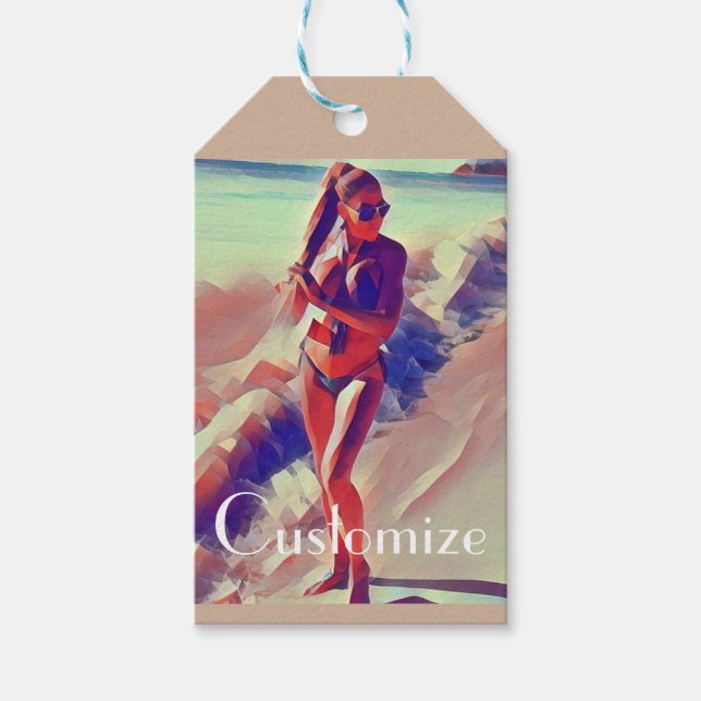 Étiquettes-cadeau Beach Girl Thunder_Cove (Devant)
