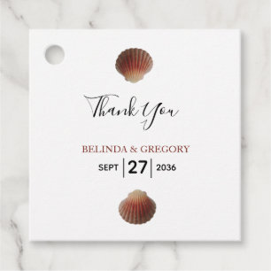 Étiquettes Cadeau Beach Seashell Clams Cadeau Mariage