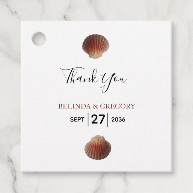 Étiquettes Cadeau Beach Seashell Clams Cadeau Mariage (Devant)