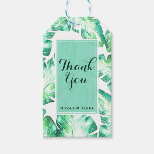 Étiquettes-cadeau Beachy White & Green Feuilles tropicaux Mariage Fa