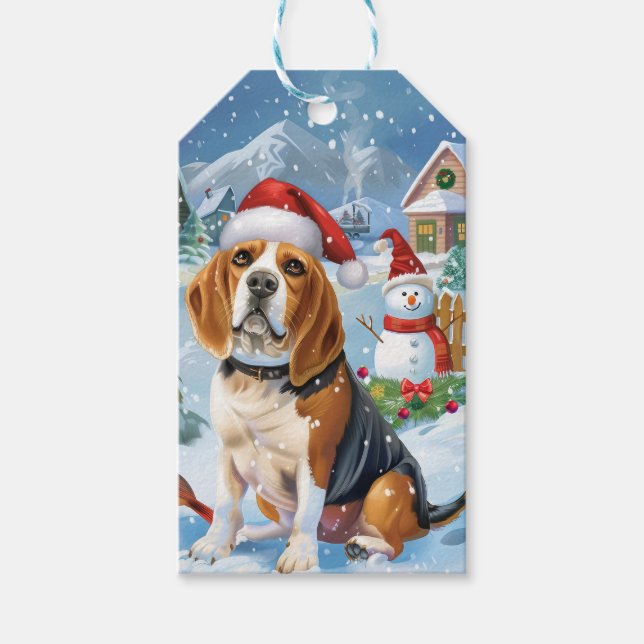 Étiquettes-cadeau Beagle Chien Winter Wonderland Noël Joie (Devant)