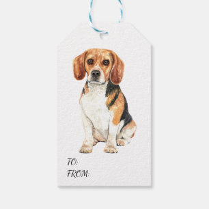 Étiquettes-cadeau Beagle d'aquarelle de chien de chiot mignon