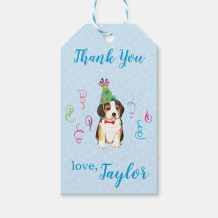 Étiquettes-cadeau Beagle de fête d'anniversaire Merci