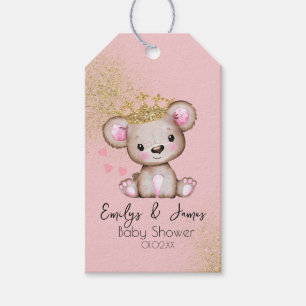 Étiquettes-cadeau Bear Baby shower Princess Sparkly Rose B