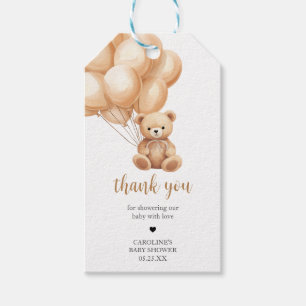 Étiquettes-cadeau Bear Brown Balloon Baby shower Favoriser Tags