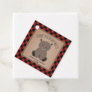 Étiquettes Cadeau Bear Cub Lumberjack Plaid Baby shower