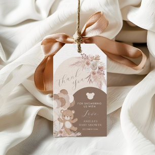 Étiquettes-cadeau Bearly Wait Boho Teddy Bear Merci