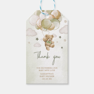 Étiquettes-cadeau Bearly Wait Green Balloon Baby shower Favoriser le