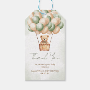Étiquettes-cadeau Bearly Wait Green Hot Air Balloon Favoriser les ét