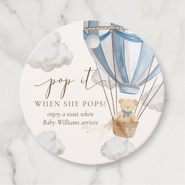 Étiquettes Cadeau Bearly Wait Teddy Oear Pop It When She Pops (Devant)