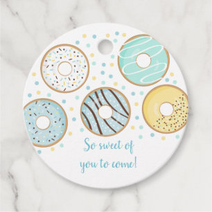 Étiquettes Cadeau Beau Bleu Donut Bébé Parsemer