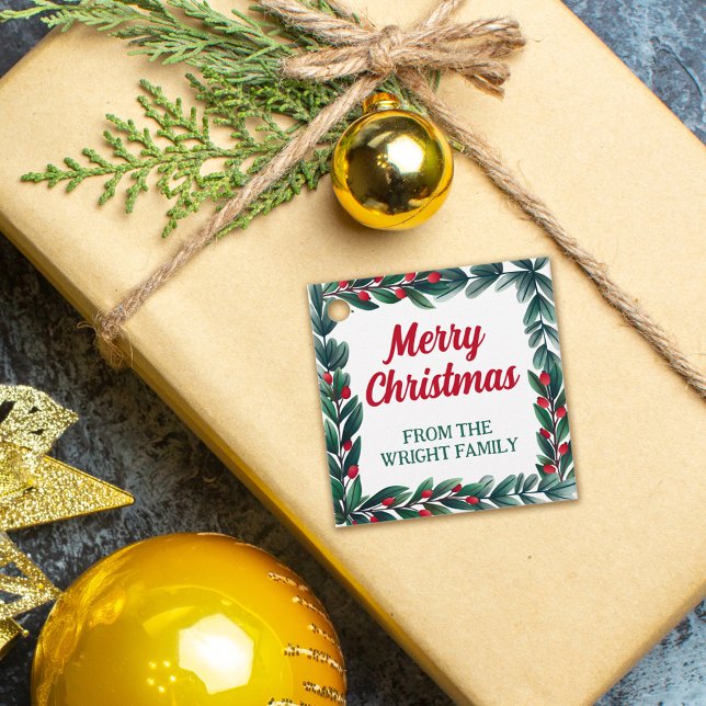 Étiquettes Cadeau Beau cadre de verdure Joyeux Noël de (Créateur téléchargé)