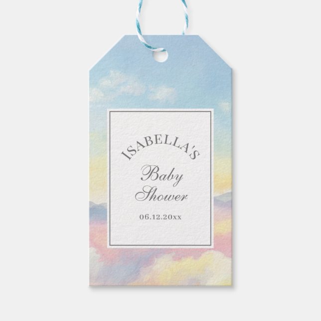 Étiquettes-cadeau Beau ciel et nuages Baby shower Merci (Devant)