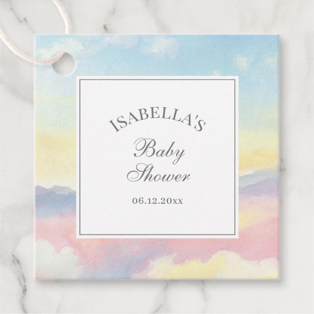 Étiquettes Cadeau Beau ciel et nuages Baby shower Merci (Devant)