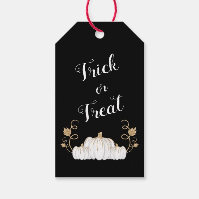 Étiquettes-cadeau Beau Citrouille Noir Trick Ou Traiter Halloween (Devant)