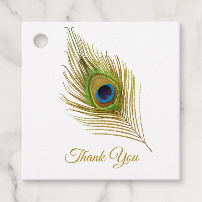 Étiquettes Cadeau Beau Merci Peacock (Devant)