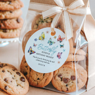 Étiquettes Cadeau Beau papillon aquarelle fille's Birthday