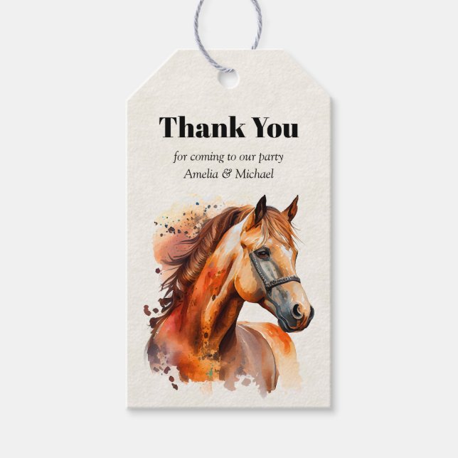 Étiquettes-cadeau Beau Sorrel Horse Portrait Merci (Devant)