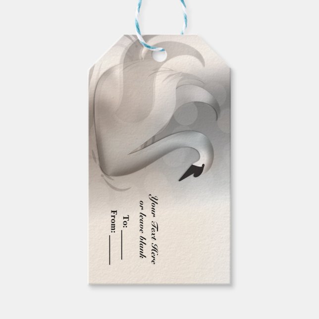 Étiquettes-cadeau Beau Swan Blanc & Argent Élégant Faveur Personnali (Devant)