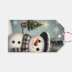 Étiquettes-cadeau Beau tourbillon Noël/bonhomme de neige d'hiver