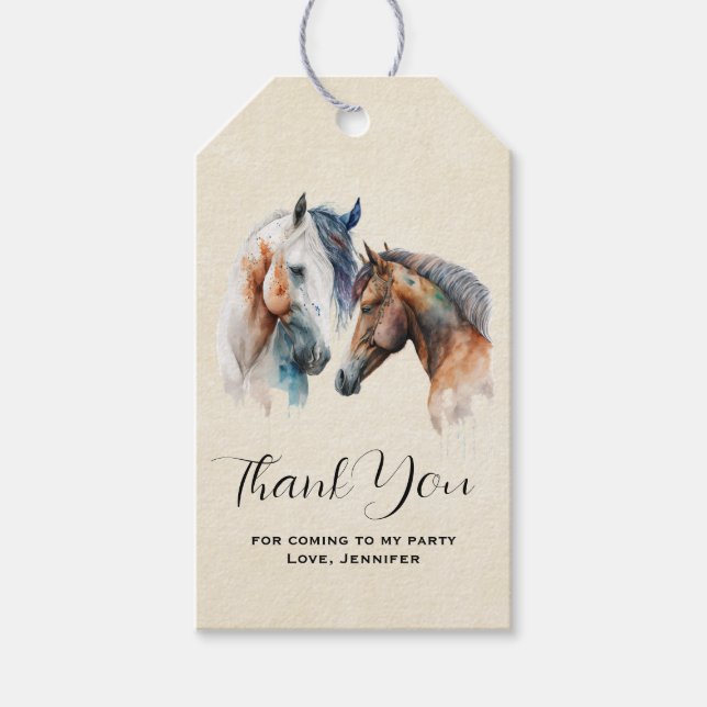 Étiquettes-cadeau Beaux Chevaux Western Boho Party Merci (Devant)