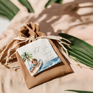 Étiquettes Cadeau Bébé à bord, Baby shower de surf