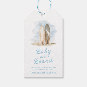 Étiquettes-cadeau Bébé à bord Baby shower été garçon
