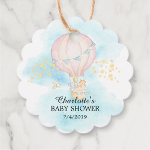 Étiquettes Cadeau Bébé Animaux Hot Air Balloon Ride Favoriser étique