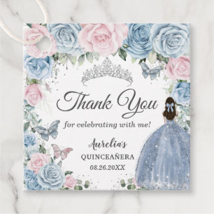 Étiquettes Cadeau Bébé bleu lumière rose floral princesse Quinceañer