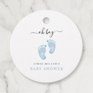 Étiquettes Cadeau Bébé bleu pieds Baby shower Affiche de bienvenue b