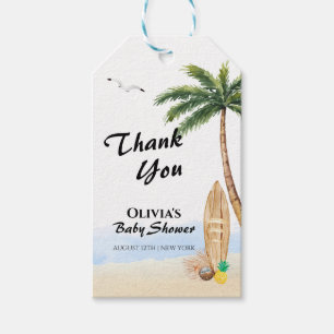 Étiquettes-cadeau Bébé Blue Sky à bord Baby shower de Surf de plage
