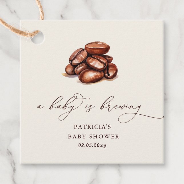 Étiquettes Cadeau Bébé brasse du café Baby shower neutre pour le gen (Devant)