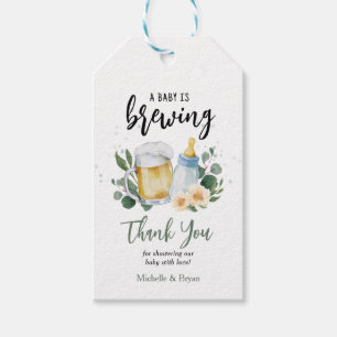 Étiquettes-cadeau Bébé brasse du Merci de Baby shower vert