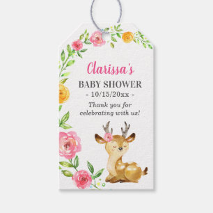 Étiquettes-cadeau Bébé cerf fille douche saupoudrer rose mignonne Fl