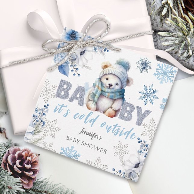 Étiquettes Cadeau Bébé c'est froid dehors mignon Baby shower d'hiver (Créateur téléchargé)