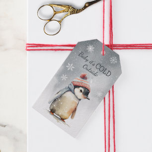 Étiquettes-cadeau Bébé C'est froid dehors vacances de pingouin