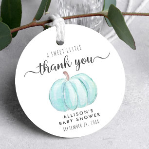 Étiquettes Cadeau Bébé Citrouille mignon garçon douche Merci
